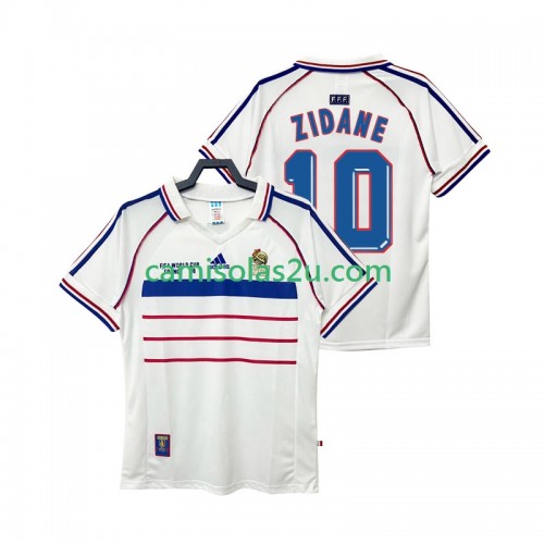 Camisolas de futebol França ZIDANE 10 Retro Equipamento Alternativa 1998 Manga Curta Camisolas de futebol França ZIDANE 10 Retro Equipamento Alternativa 1998 Manga Curta